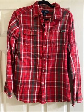 Polo by Ralph Lauren Red & Gray Plaid Button-Down Shirt